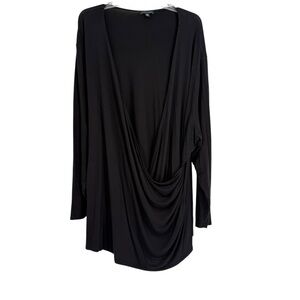 Universal Standard Women’s Ruched surplice Blouse Size 2X Black Long Sleeves